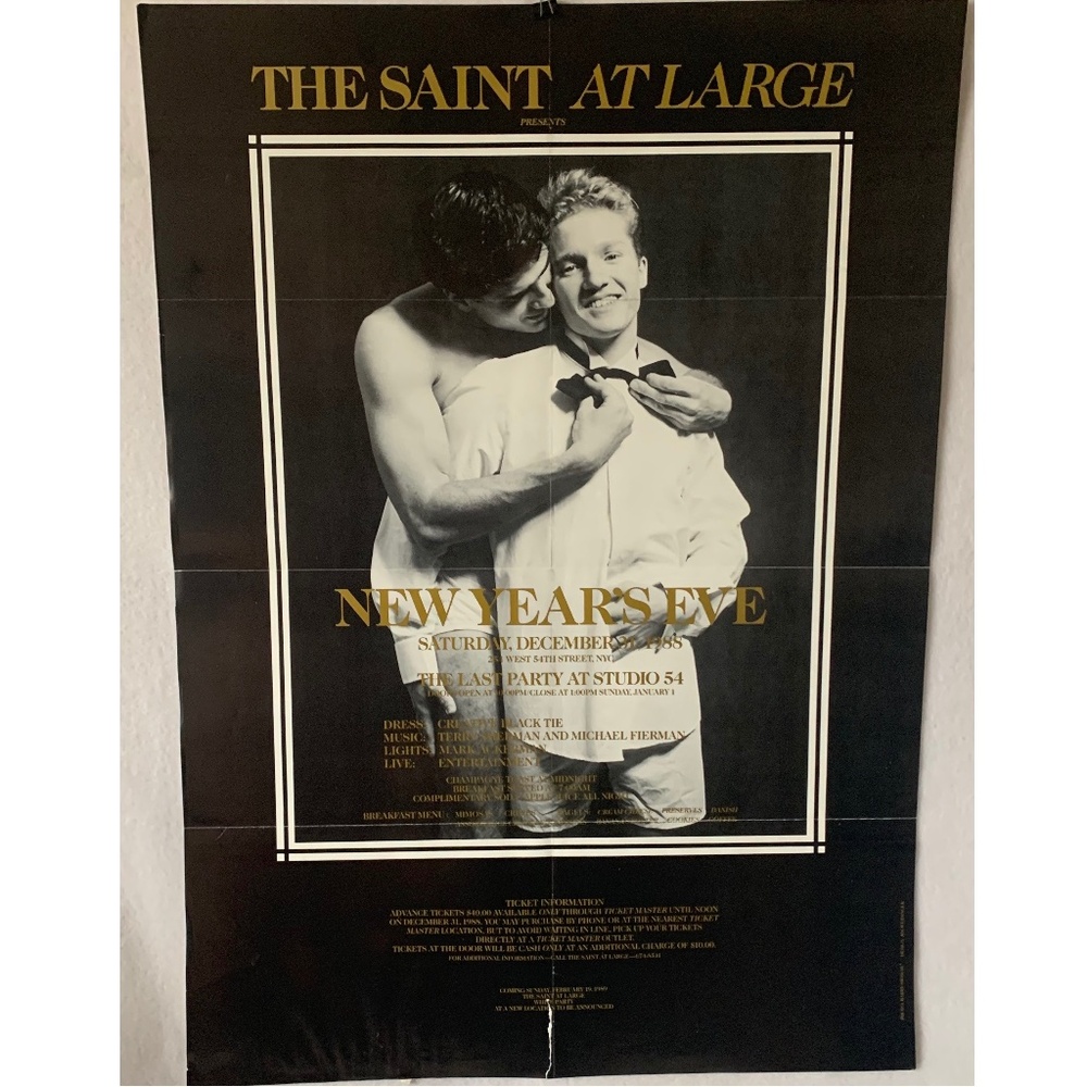 Poster Saint at Large New Year’s Eve 12/31/88  28x20  Printed poster  TWO